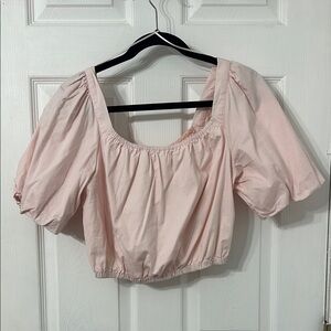 Pink Puff Sleeve Women's Top
